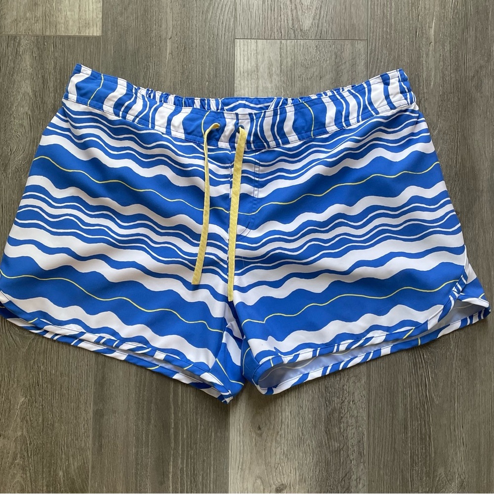 Columbia PFG Blue and White Wave Pattern Swim Shorts